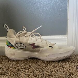 White Athletic Sneakers with Colorful Accents